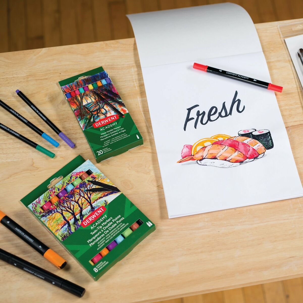 Set de Carioci DERWENT Academy Multicolor Cu două capete 8 Piese - Birou și papetărie, Pixuri, creioane și articole de scris