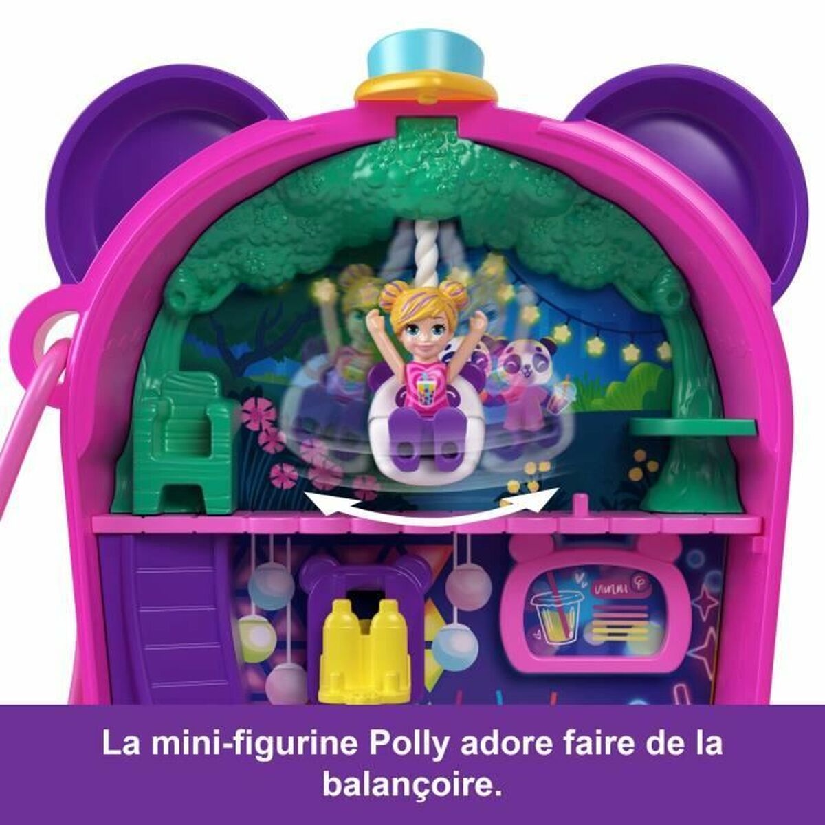 Playset Polly Pocket Panda Bubble Tea-Box with 2 mini-figures and panda HWN95 - Jucarii si jocuri, Păpuși și figurine