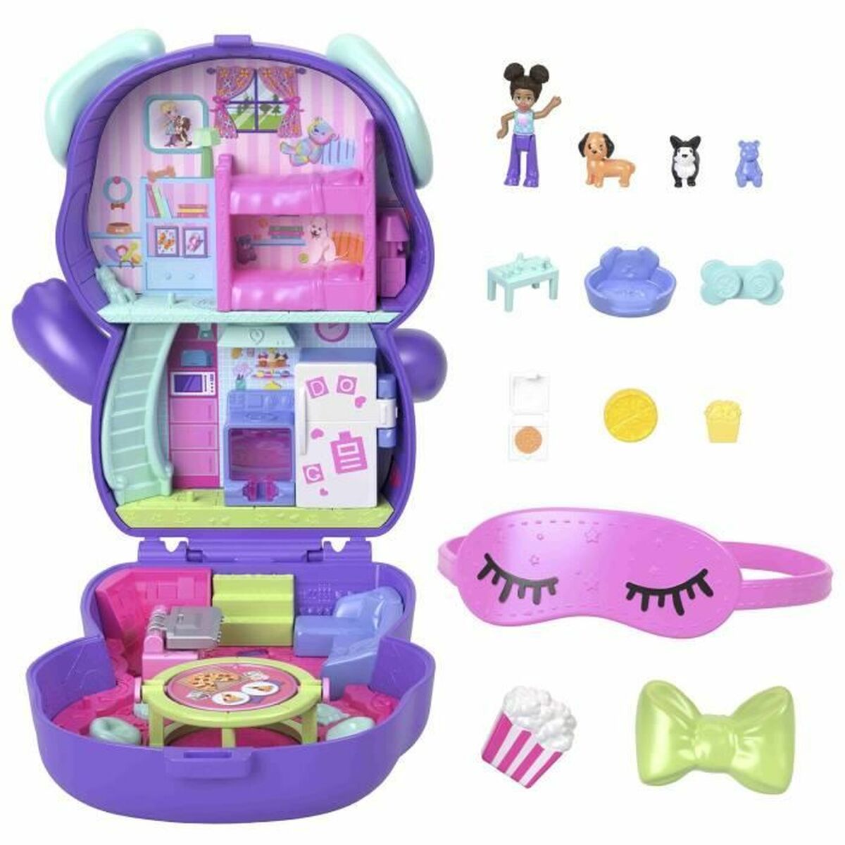 Playset Polly Pocket PUPPY PYJAMA PARTY BOX - Jucarii si jocuri, Păpuși și figurine