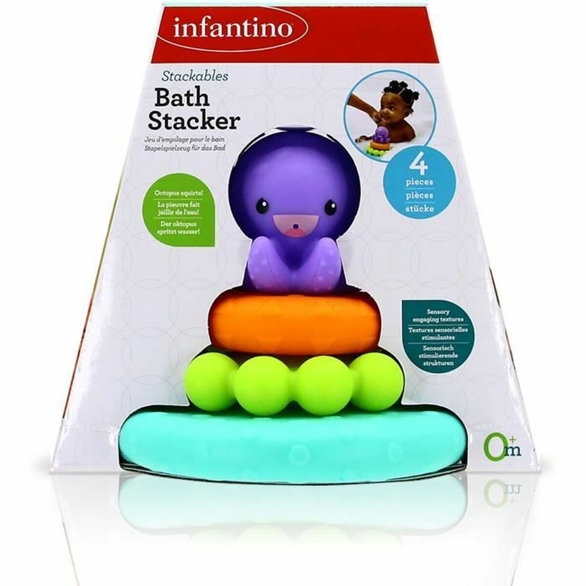 Piramidă de Echilibrare Infantino Octopus bath pyramid - Bebelus, Jucăriile copilăriei timpurii