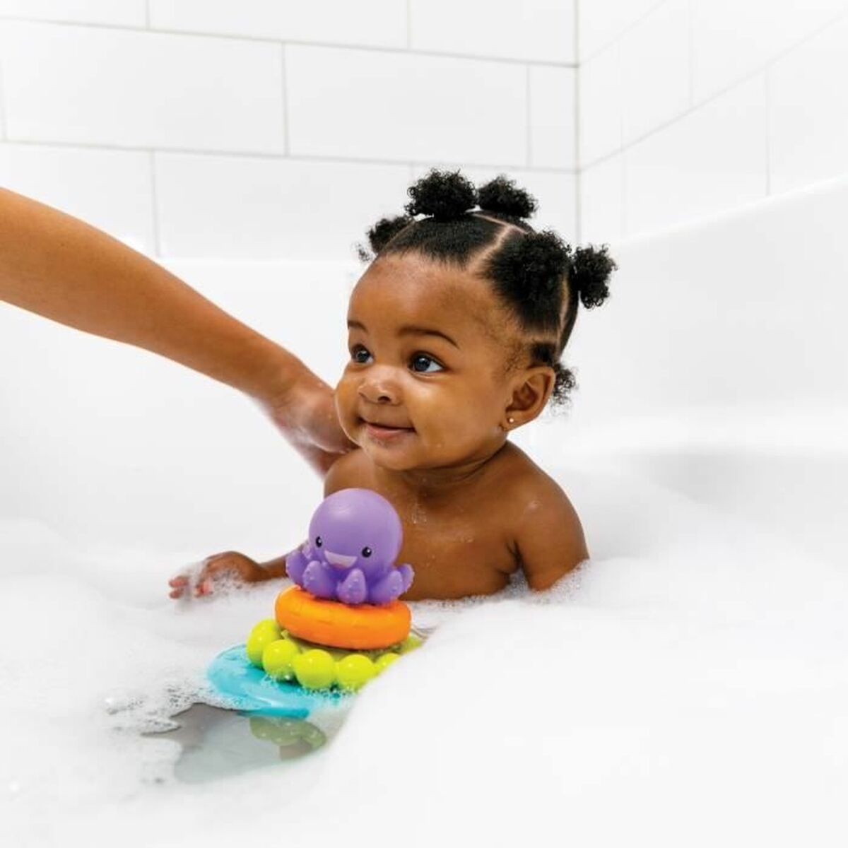Piramidă de Echilibrare Infantino Octopus bath pyramid - Bebelus, Jucăriile copilăriei timpurii