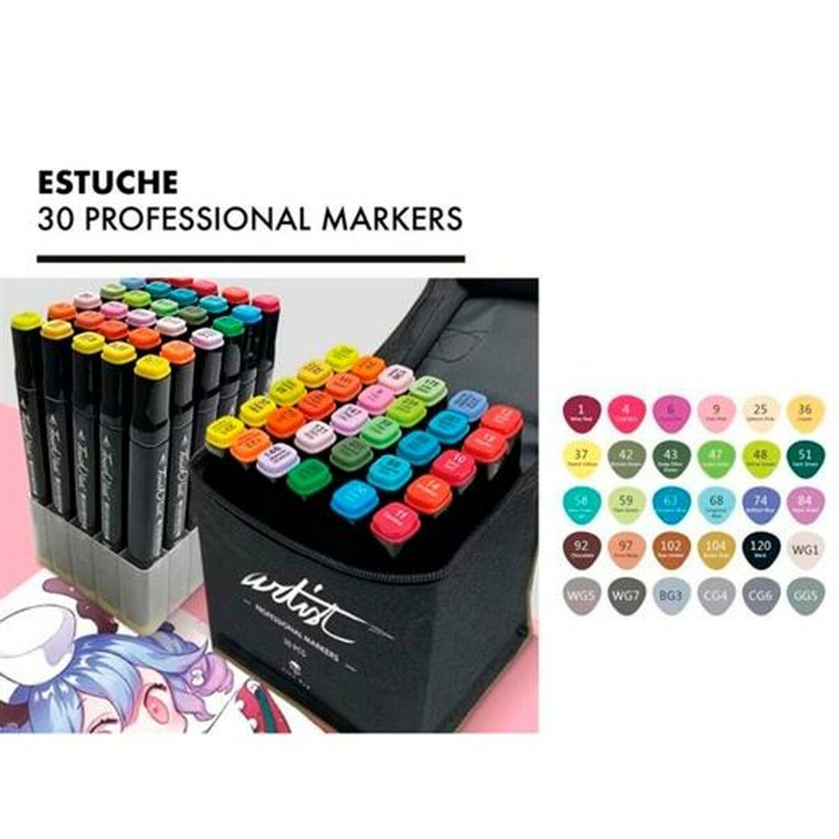 Set de Carioci Alex Bog Luxury Canvas Gama Artist 30 Piese Multicolor - Birou și papetărie, Pixuri, creioane și articole de scris