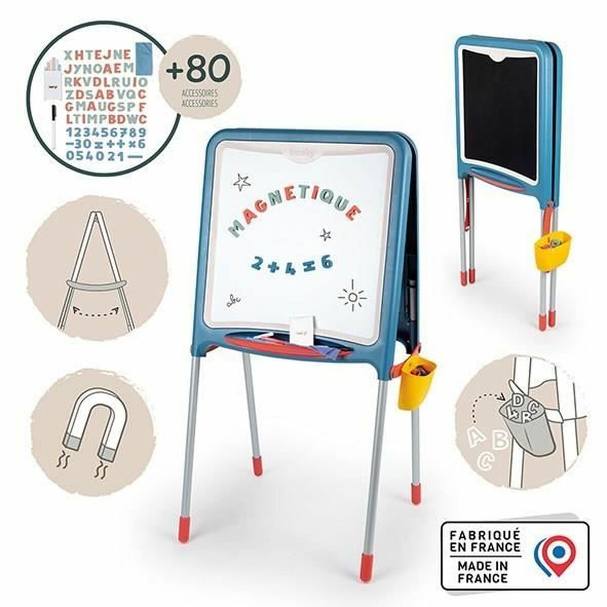 Tablă cu Două Fețe Smoby Pliabil 80 Piese 105 x 49 x 52 cm - Jucarii si jocuri, Activități creative