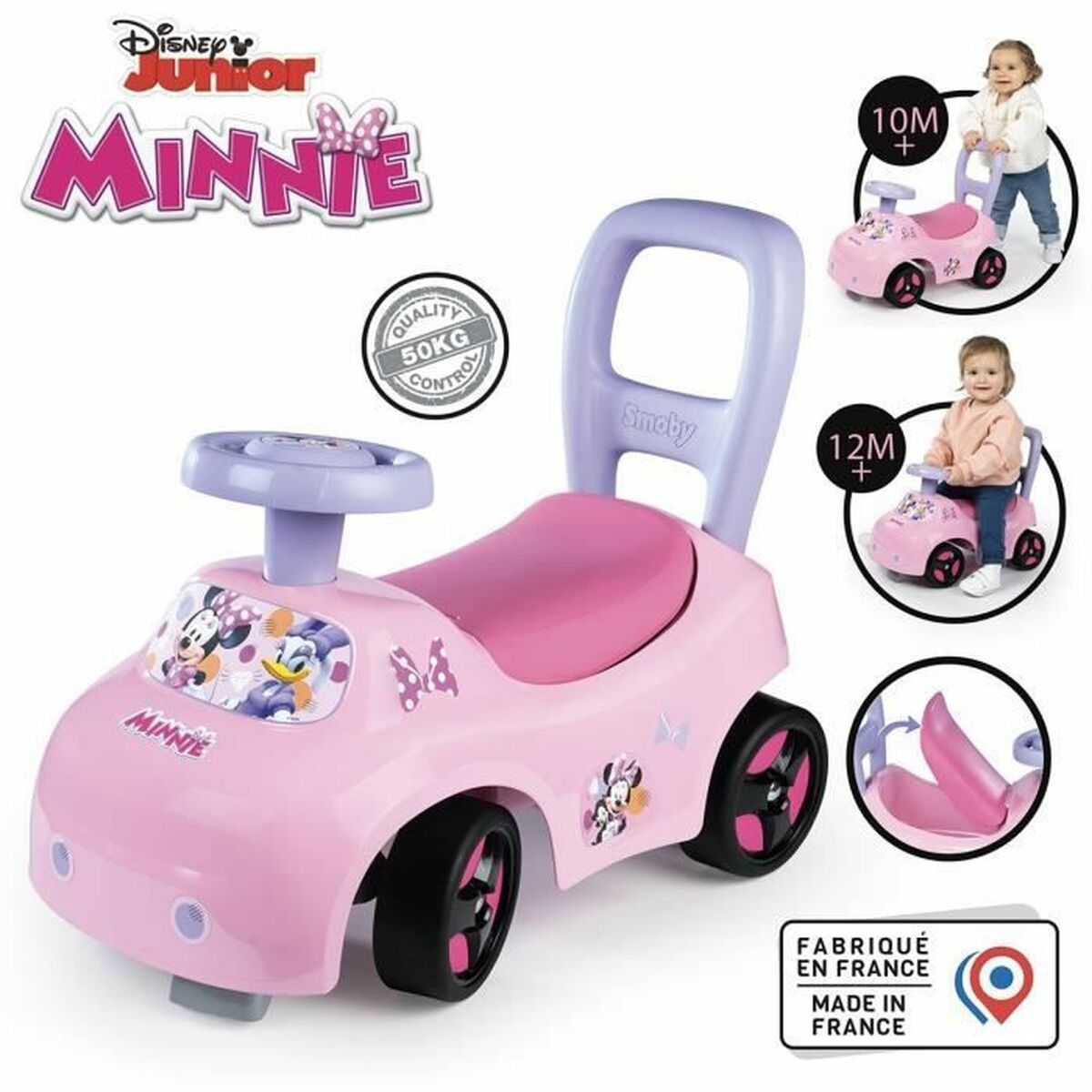 Mașină-Premergător Smoby Minnie Roz 2 în 1 - Jucarii si jocuri, În aer liber și sport