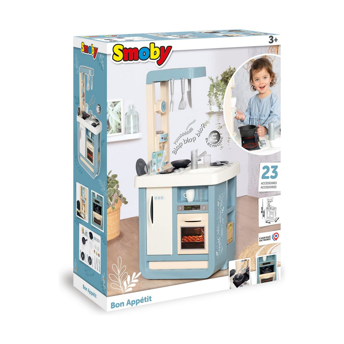 Bucătărie de Jucărie Smoby Bon Appetit 52 x 32,5 x 95,7 cm Bej Albastru - Jucarii si jocuri, Imitații de jocuri