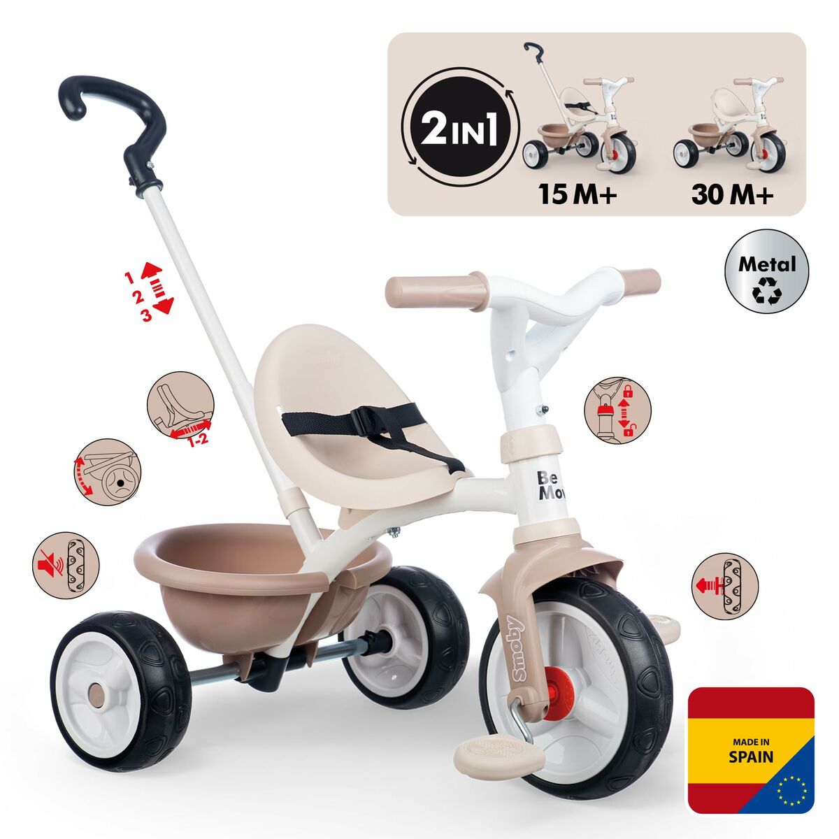 Triciclu Smoby Be move Bej - Jucarii si jocuri, În aer liber și sport