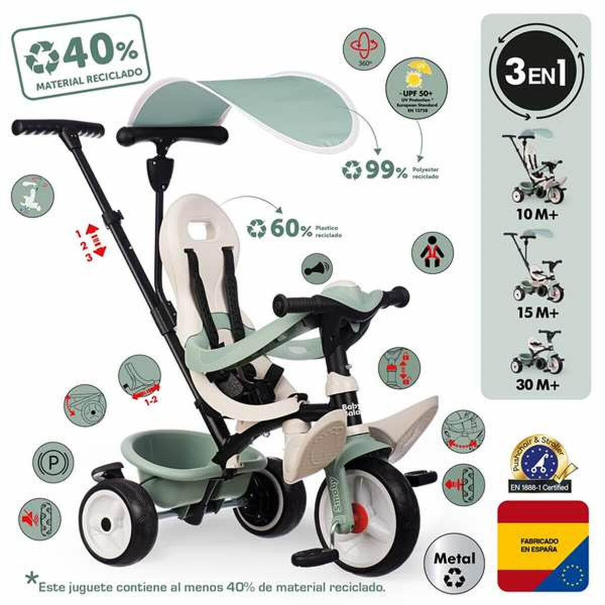 Triciclu Smoby S.Life Balade Multicolor - Jucarii si jocuri, În aer liber și sport