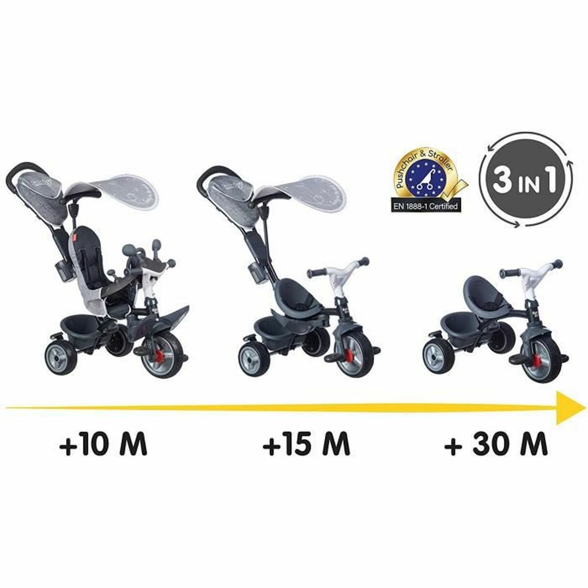 Triciclu Smoby Baby Driver Plus Gri - Jucarii si jocuri, În aer liber și sport