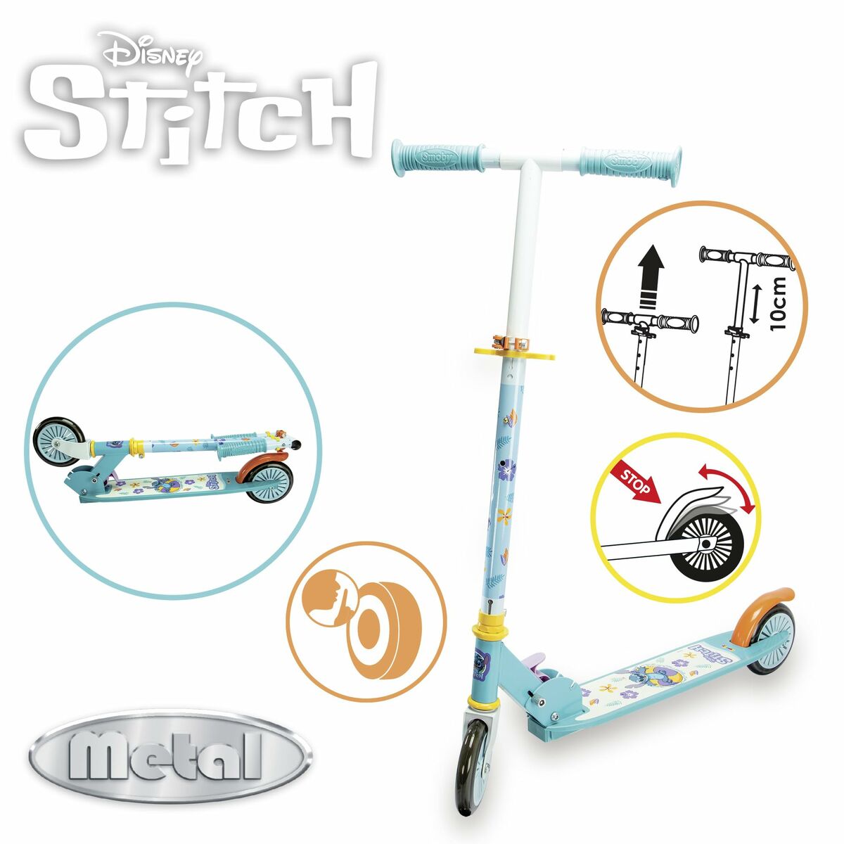 Trotinetă Smoby Stitch 2R Albastru Metal Plastic - Sport și în aer liber, Mobilitate urbană