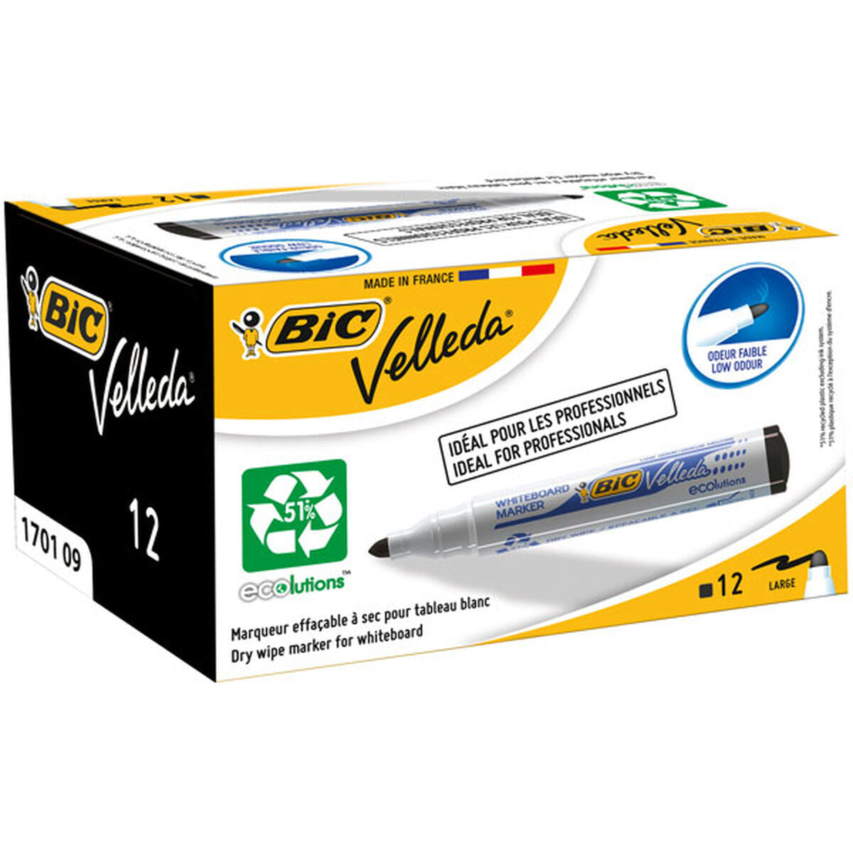 Markere cu cretă lichidă Bic Velleda Ecolutions 1701 Negru (12 Piese) - Birou și papetărie, Pixuri, creioane și articole de scris
