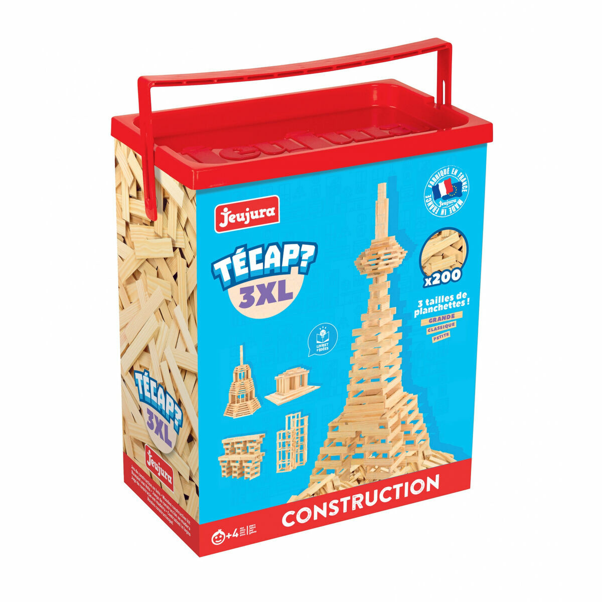 Recipient cu Plăci de Construcție Jeujura TECAP? 3XL 200 Piese - Jucarii si jocuri
