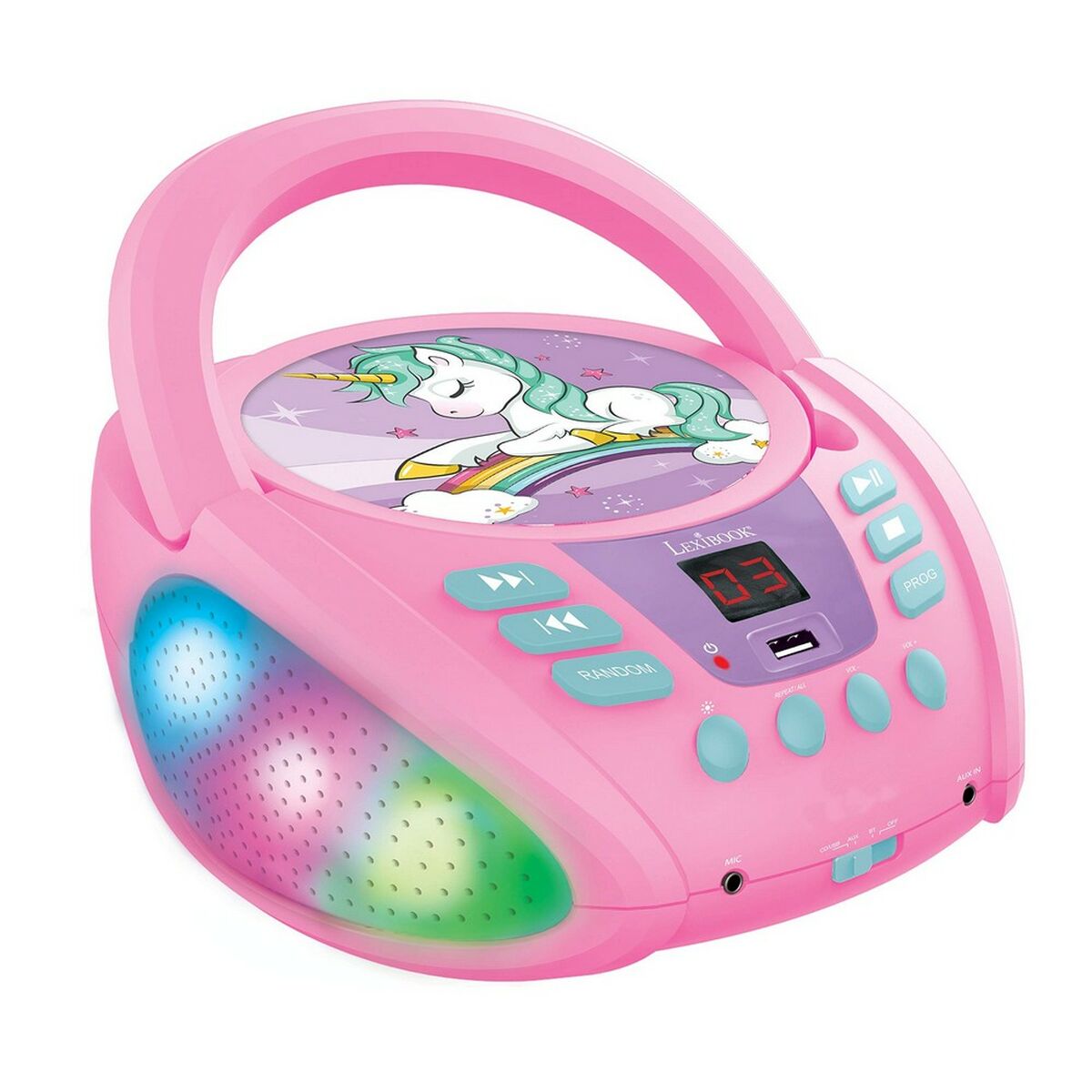 Reproducător CD/MP3 Lexibook Infantil Roz Bluetooth Unicorn - Jucarii si jocuri, Instrumente muzicale pentru copii