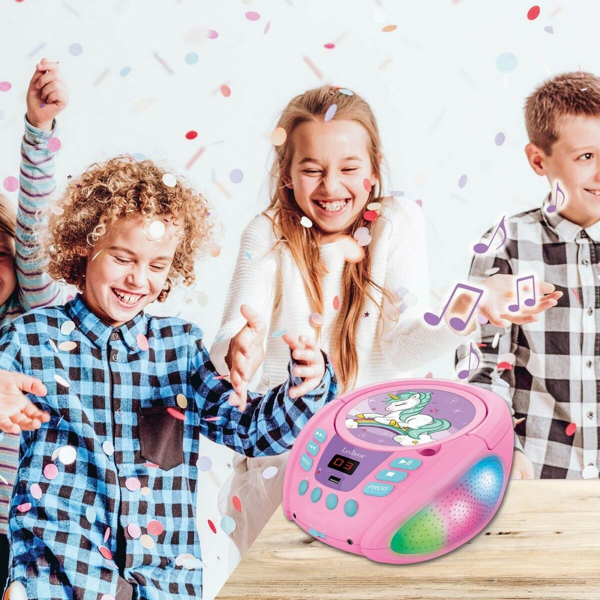 Reproducător CD/MP3 Lexibook Infantil Roz Bluetooth Unicorn - Jucarii si jocuri, Instrumente muzicale pentru copii