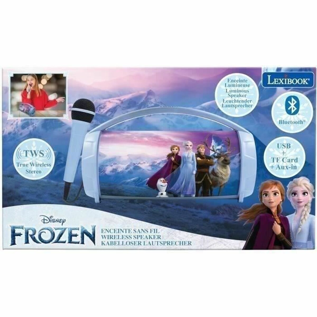 Difuzor Bluetooth cu Microfon Karaoke Lexibook Frozen - Jucarii si jocuri, Jucării electronice