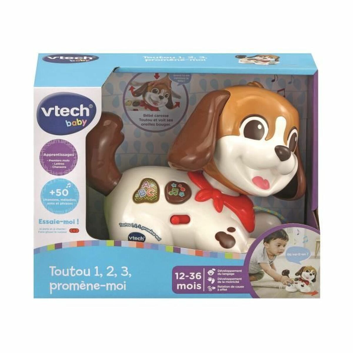 Jucărie educațională Vtech Baby Toutou 1,2,3 Promenè -moi (FR) - Bebelus, Jucăriile copilăriei timpurii