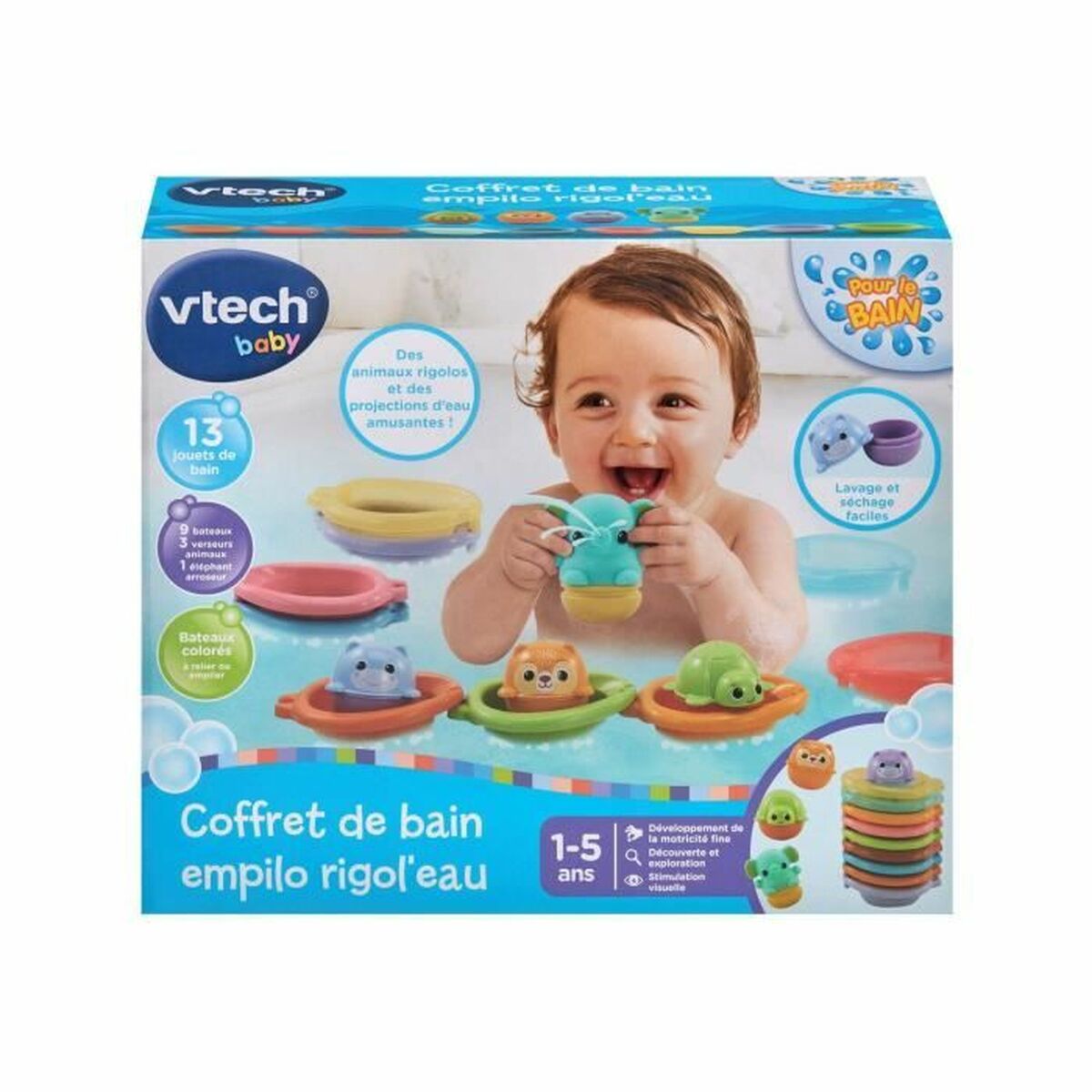 Jucărie educațională Vtech Baby Cofret de Bain empilo rigo l´eu (FR) - Bebelus, Jucăriile copilăriei timpurii