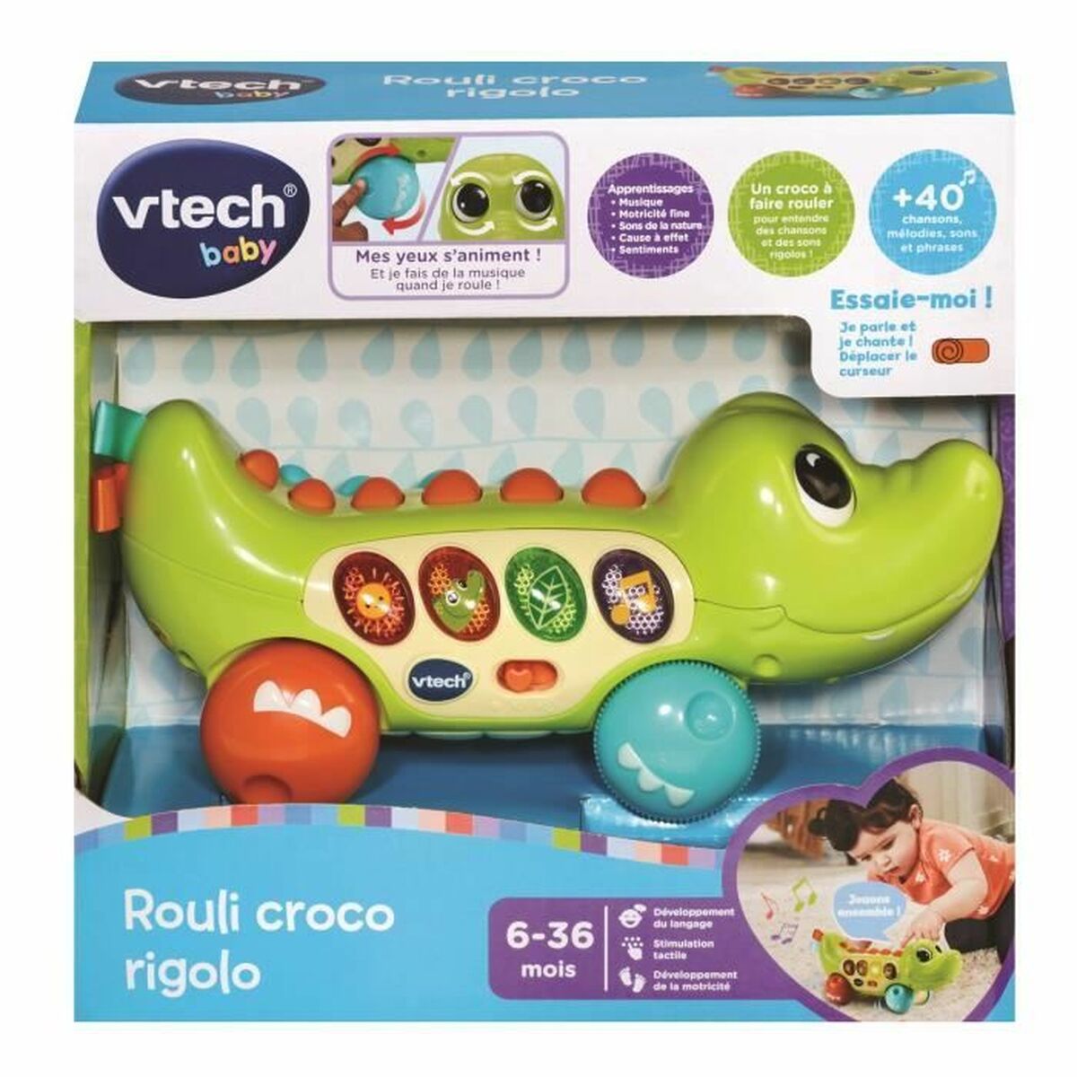 Jucărie educațională Vtech Baby Rouli Croco rigolo (FR) - Bebelus, Jucăriile copilăriei timpurii