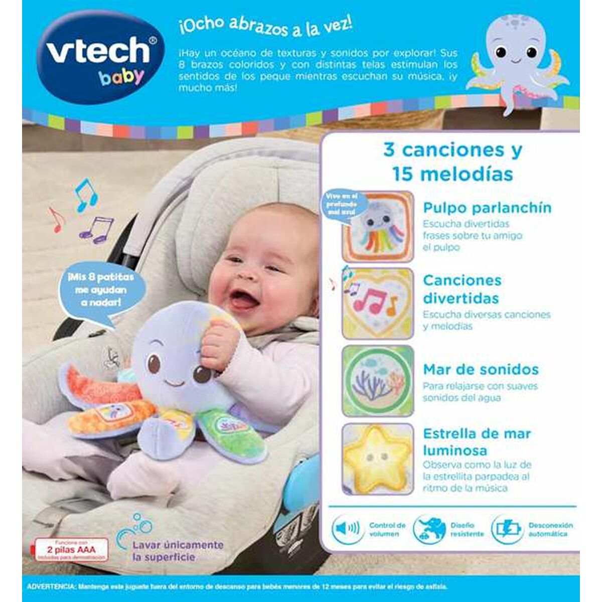 Jucărie de Pluș Vtech Textilă Caracatiță 20,5 x 17,6 x 11 cm - Jucarii si jocuri, Jucării de pluș