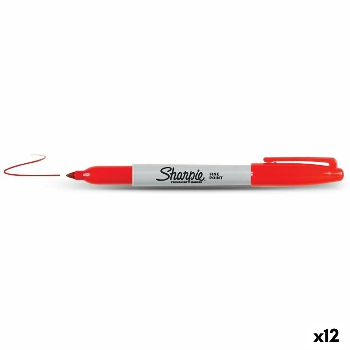 Marker permanent Sharpie Fine Point Roșu (12 Unități) - Birou și papetărie, Pixuri, creioane și articole de scris