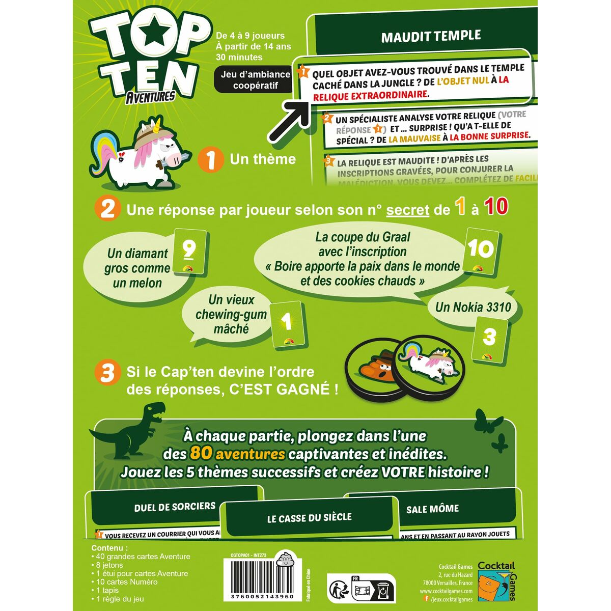 Joc de Masă Asmodee Top Ten Adventures - Jucarii si jocuri, Jocuri și accesorii