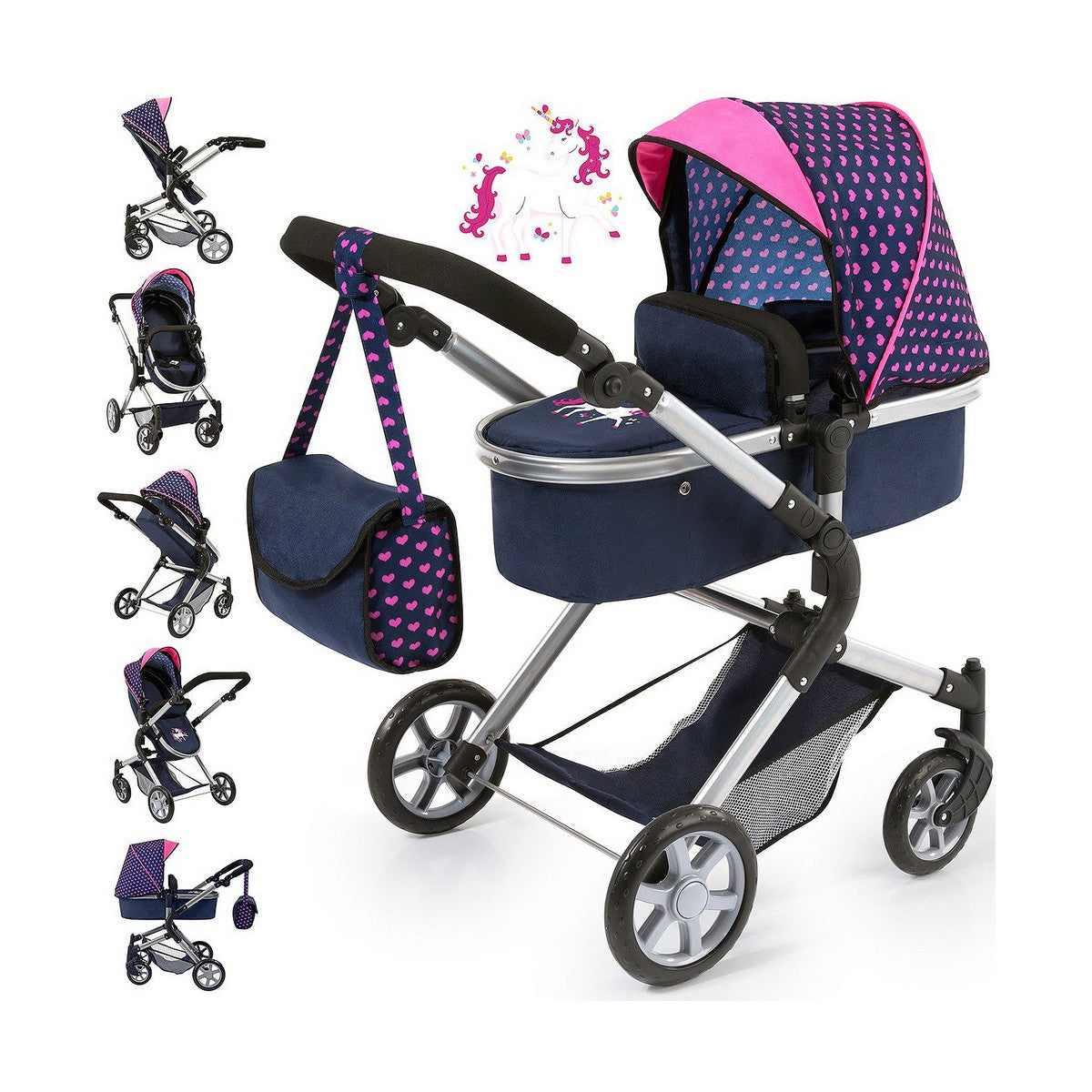 Cărucior pentru Păpuși Reig Combi Neo Pro Bleumarin 63 cm - Jucarii si jocuri, Păpuși și accesorii