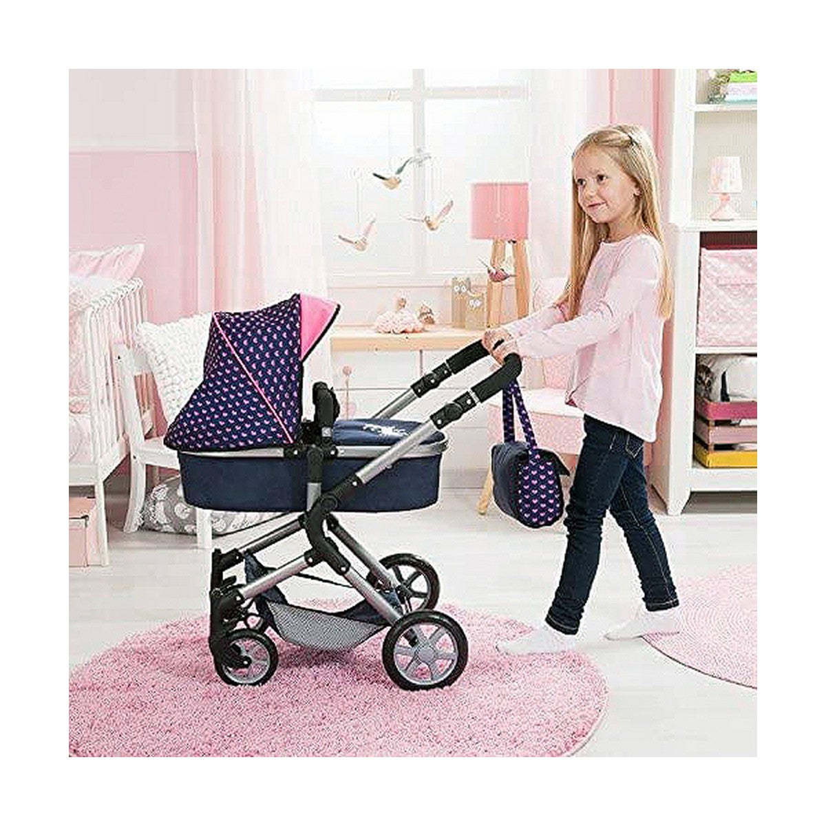 Cărucior pentru Păpuși Reig Combi Neo Pro Bleumarin 63 cm - Jucarii si jocuri, Păpuși și accesorii