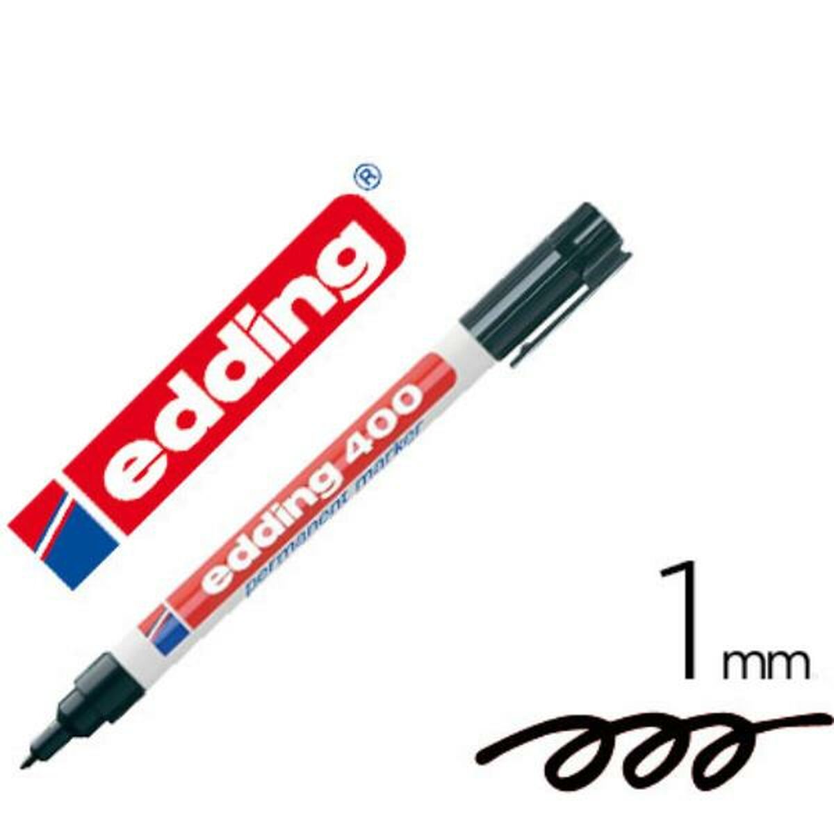 Marker permanent Edding 400-01 Negru 1 mm (10 Unități) - Birou și papetărie, Pixuri, creioane și articole de scris