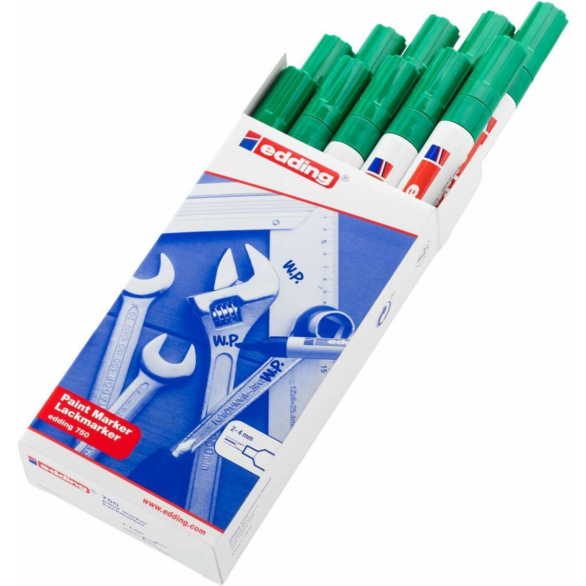 Marker permanent Edding 750 Verde (10 Unități) - Birou și papetărie, Pixuri, creioane și articole de scris