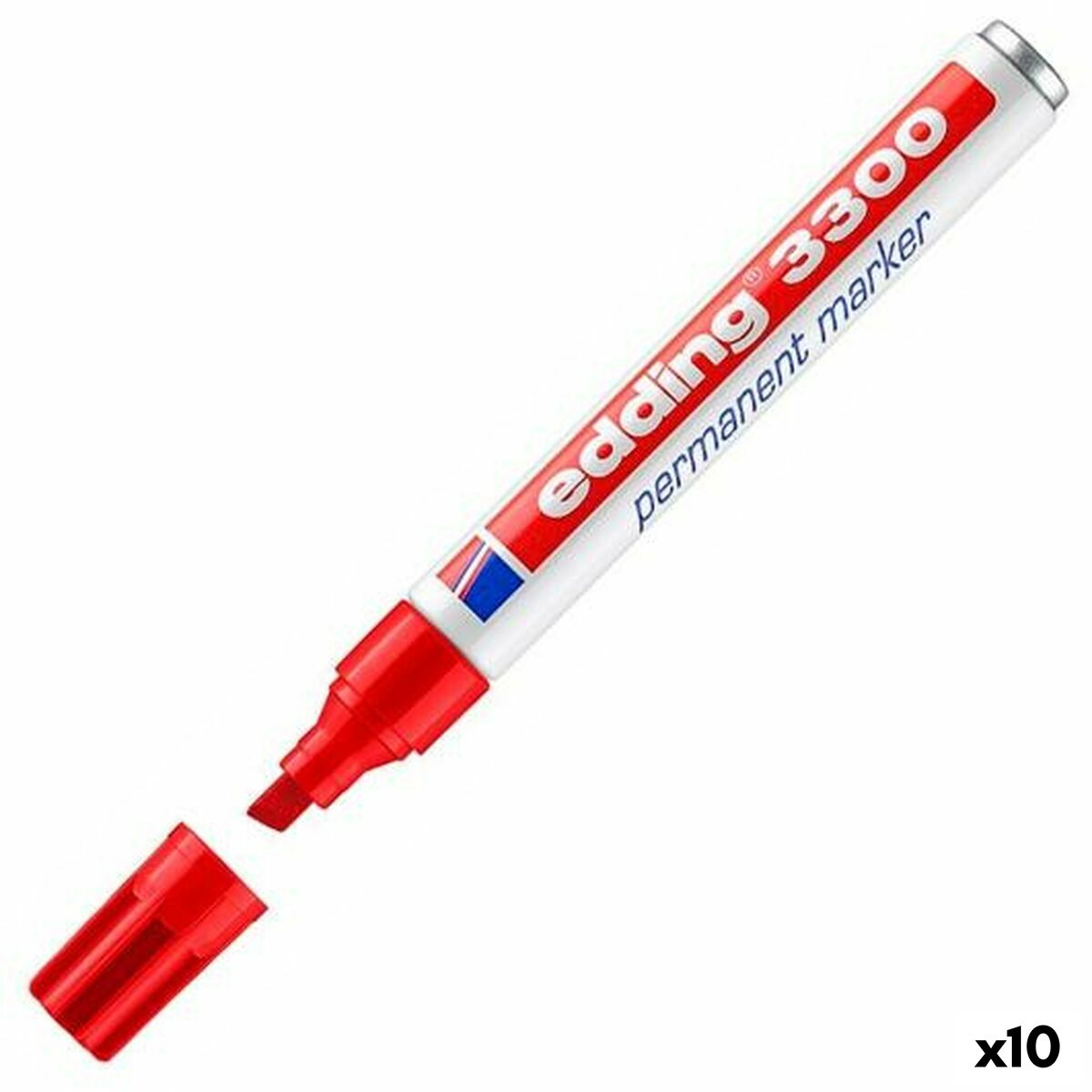 Marker permanent Edding 3300 Roșu (10 Unități) - Birou și papetărie, Pixuri, creioane și articole de scris