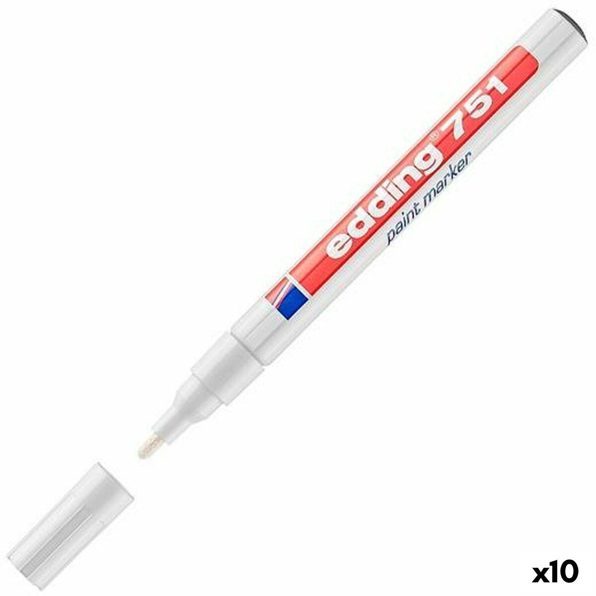 Marker permanent Edding E751 Alb (10 Unități) - Birou și papetărie, Pixuri, creioane și articole de scris