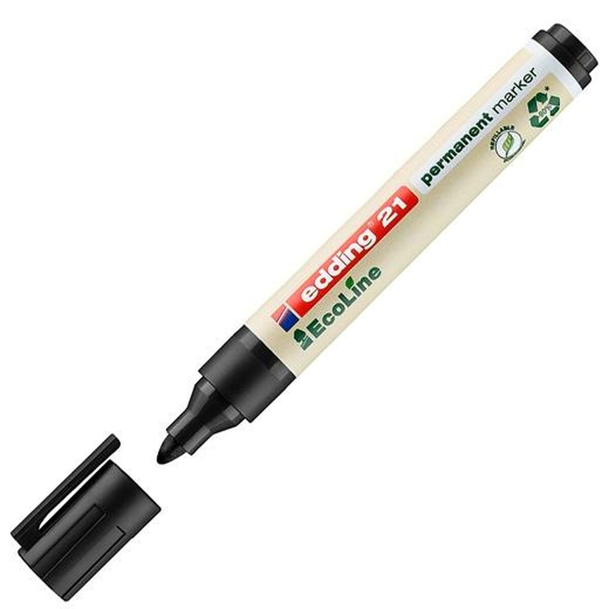 Marker permanent Edding 21 Ecoline Negru (10 Unități) - Birou și papetărie, Pixuri, creioane și articole de scris