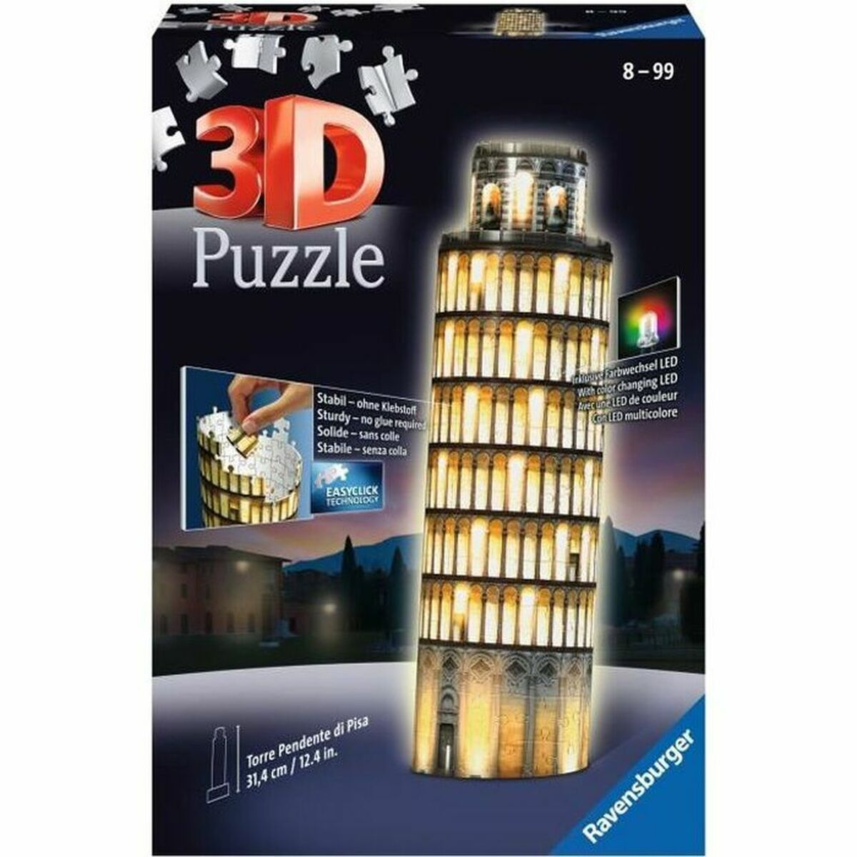 Puzzle 3D Ravensburger Tour De Pise Night Edition 216 Piese - Jucarii si jocuri, Puzzle-uri și puzzle-uri
