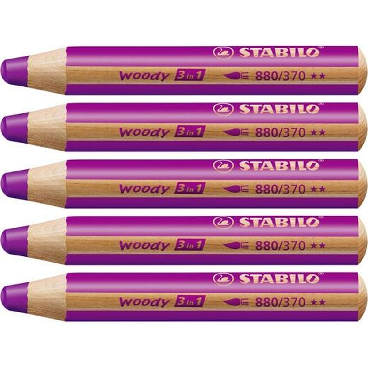 Creioane culori Stabilo Woody Liliachiu 3 în 1 (5 Unități) - Birou și papetărie, Arte și Meserii