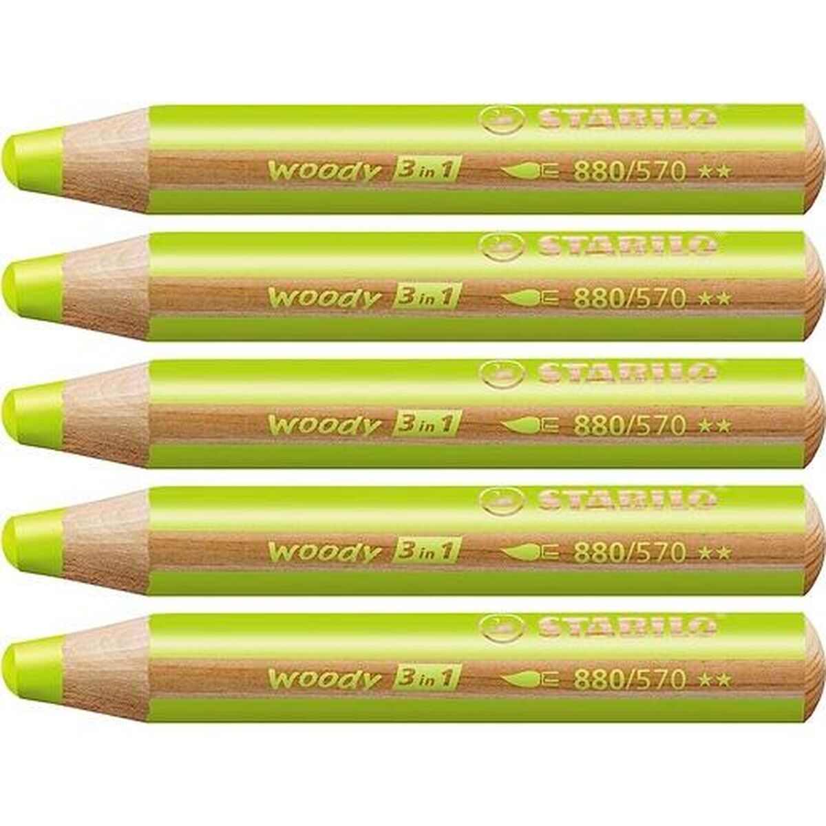 Creioane culori Stabilo Woody Verde 3 în 1 (5 Unități) - Birou și papetărie, Arte și Meserii