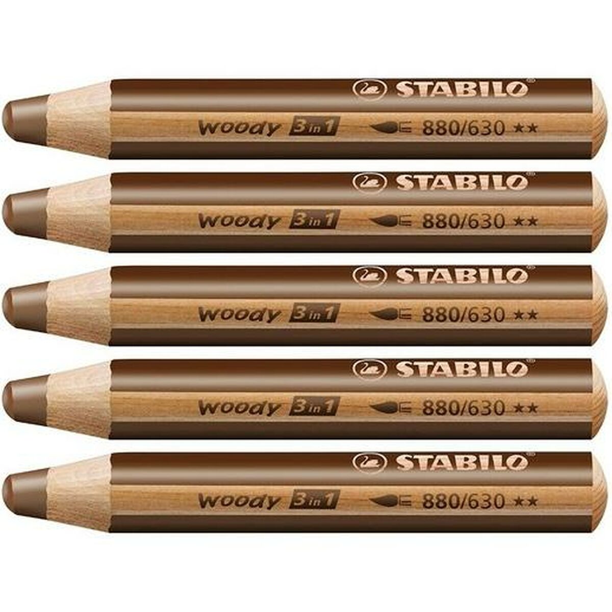 Creioane culori Stabilo Woody Maro 3 în 1 (5 Unități) - Birou și papetărie, Arte și Meserii