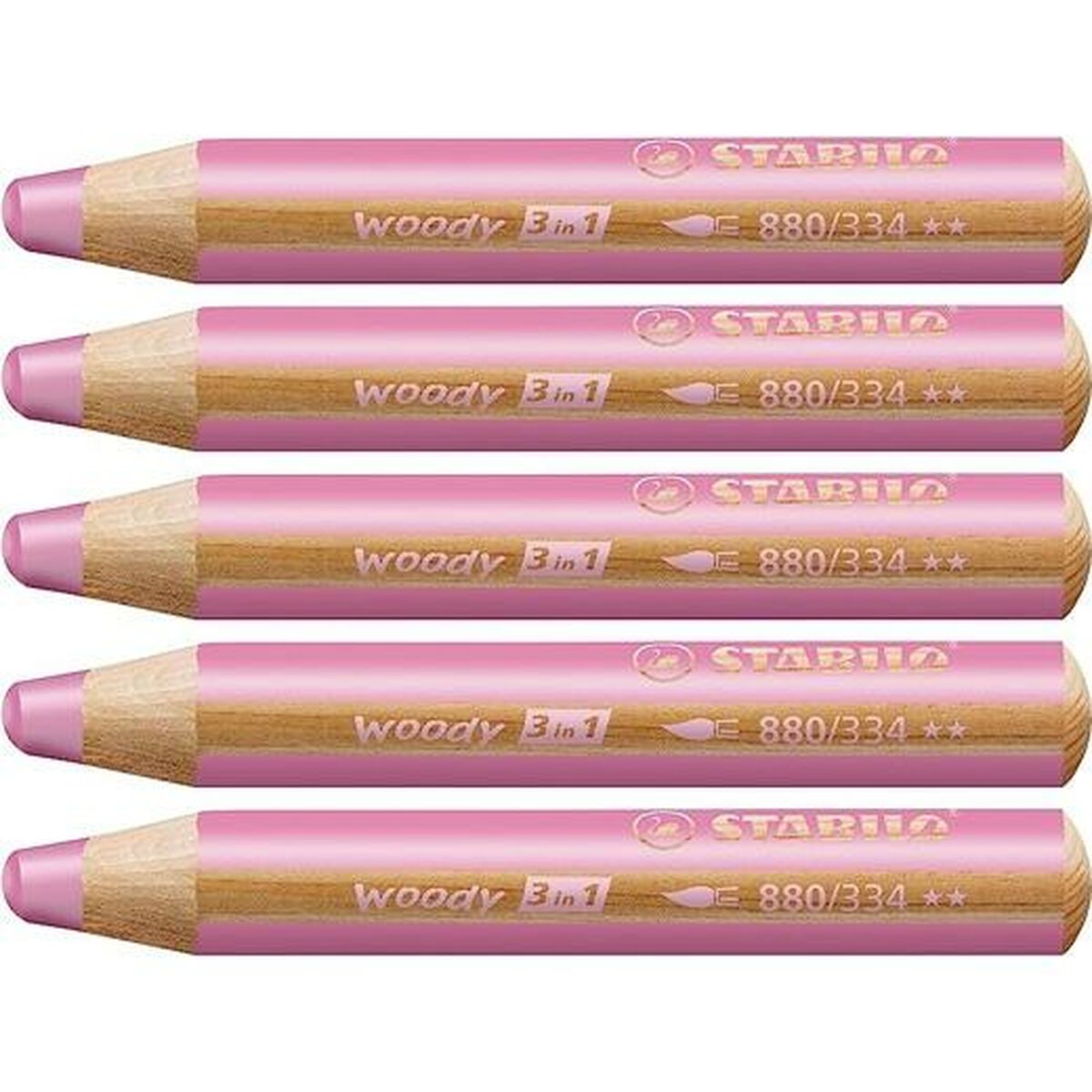 Creioane culori Stabilo Woody Roz 3 în 1 (5 Unități) - Birou și papetărie, Arte și Meserii