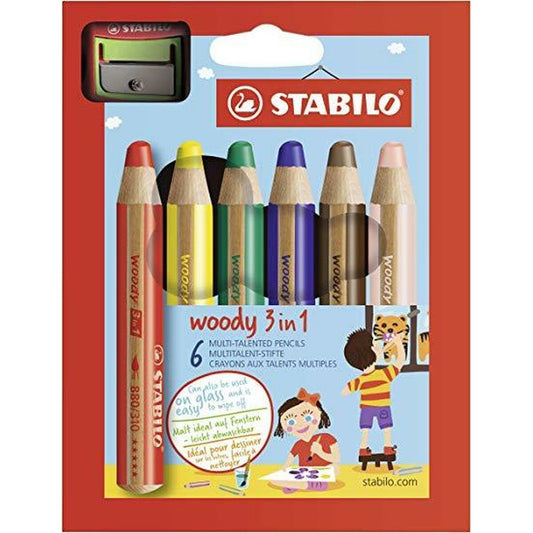 Creioane culori Stabilo Woody Multicolor 6 Piese (5 Unități) - Birou și papetărie, Arte și Meserii