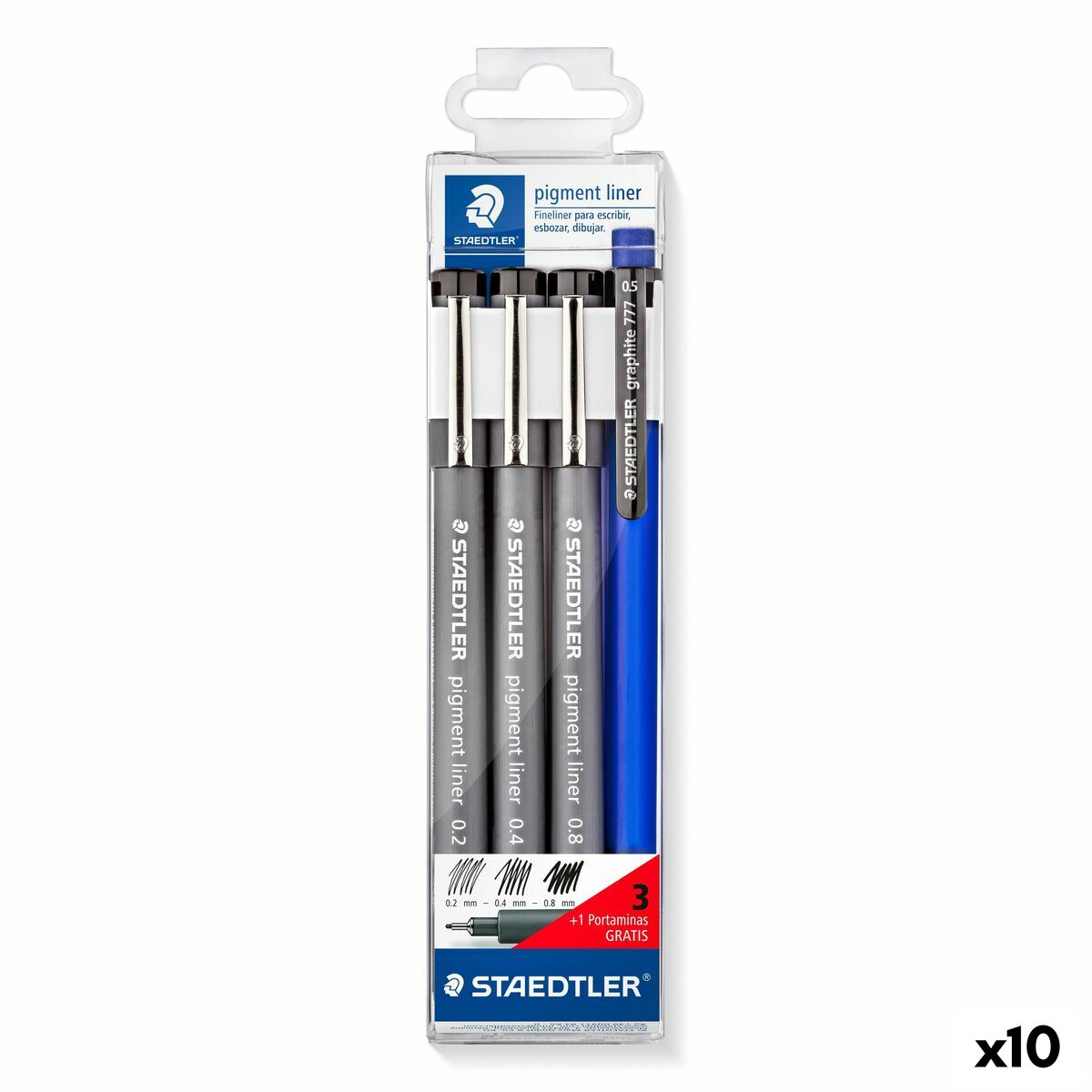 Set de Carioci Staedtler Negru (10 Unități) - Birou și papetărie, Pixuri, creioane și articole de scris