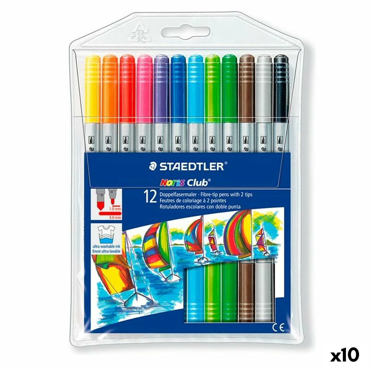 Set de Carioci Staedtler Noris Club Cu două capete Multicolor (10 Unități) - Birou și papetărie, Pixuri, creioane și articole de scris