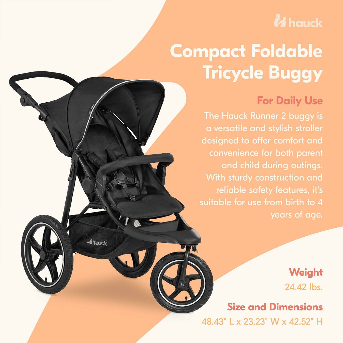 Cărucior de plimbat bebe Hauck Negru - Bebelus, Cărucioare, scaune și accesorii