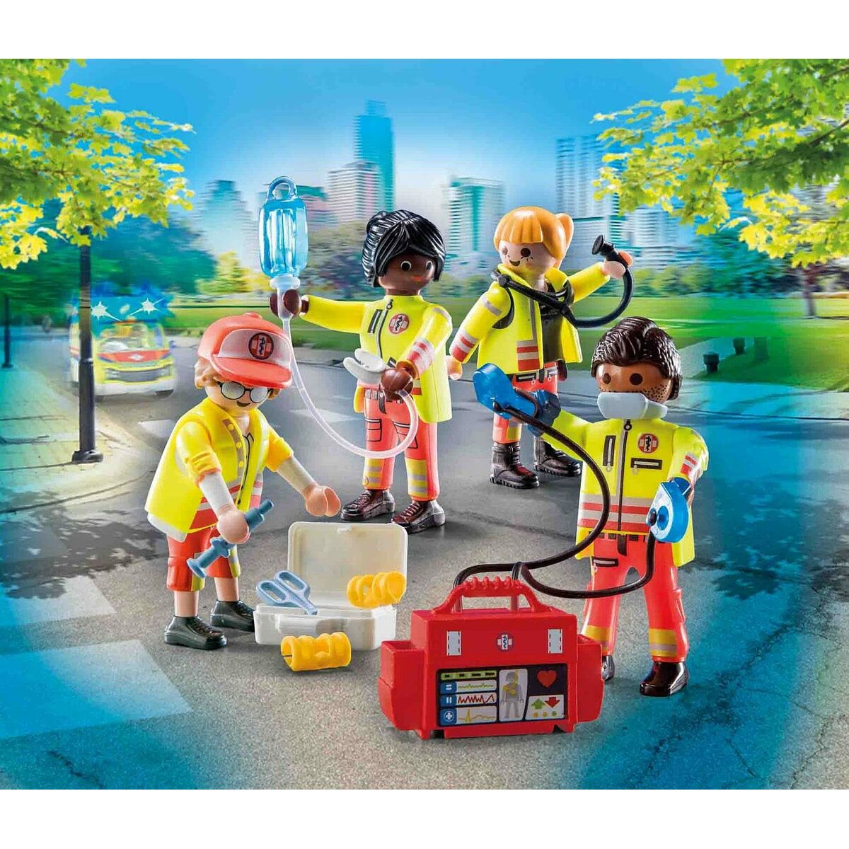 Playset Playmobil 71244 City Life Rescue Team 25 Piese - Jucarii si jocuri, Păpuși și figurine
