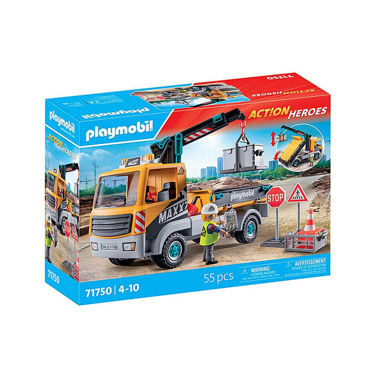 Camion cu Macara Playmobil 71750 Albastru - Jucarii si jocuri, Vehicule