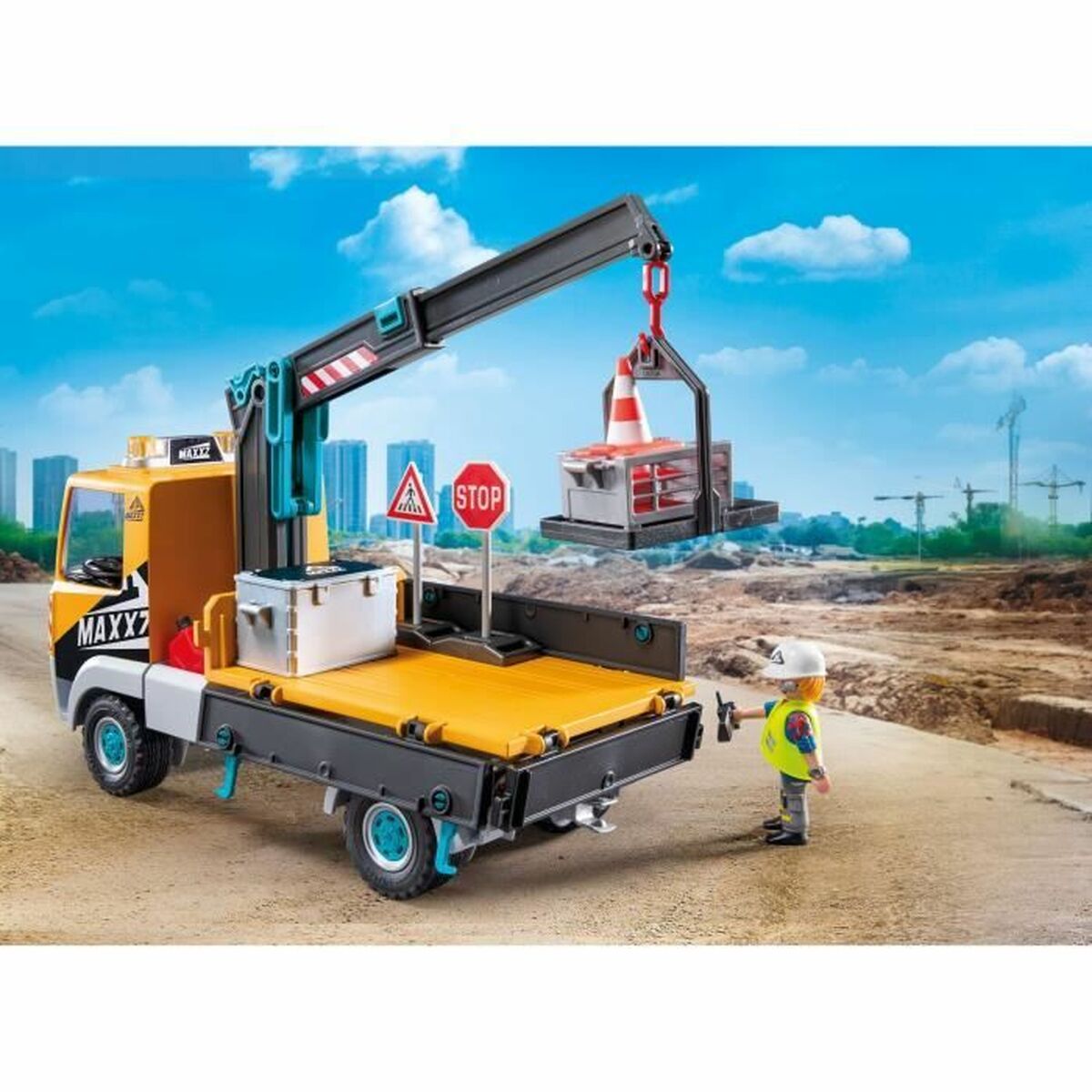 Camion cu Macara Playmobil 71750 Albastru - Jucarii si jocuri, Vehicule