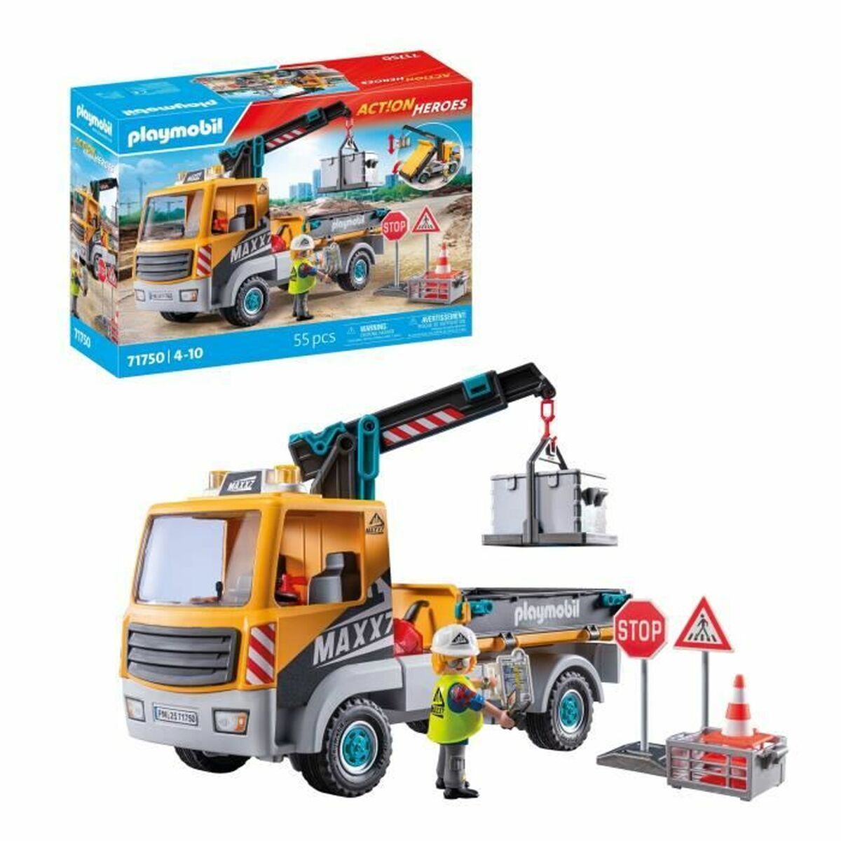 Camion cu Macara Playmobil 71750 Albastru - Jucarii si jocuri, Vehicule