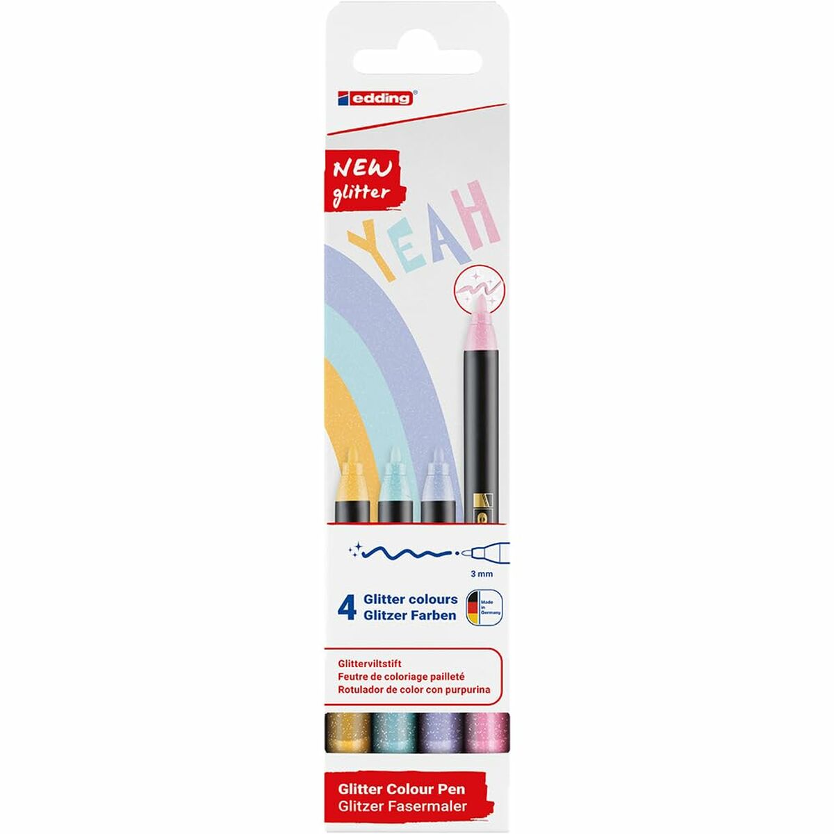 Set de Carioci Edding 1200 Multicolor Plăcintă Purpurină 4 Piese - Birou și papetărie, Pixuri, creioane și articole de scris