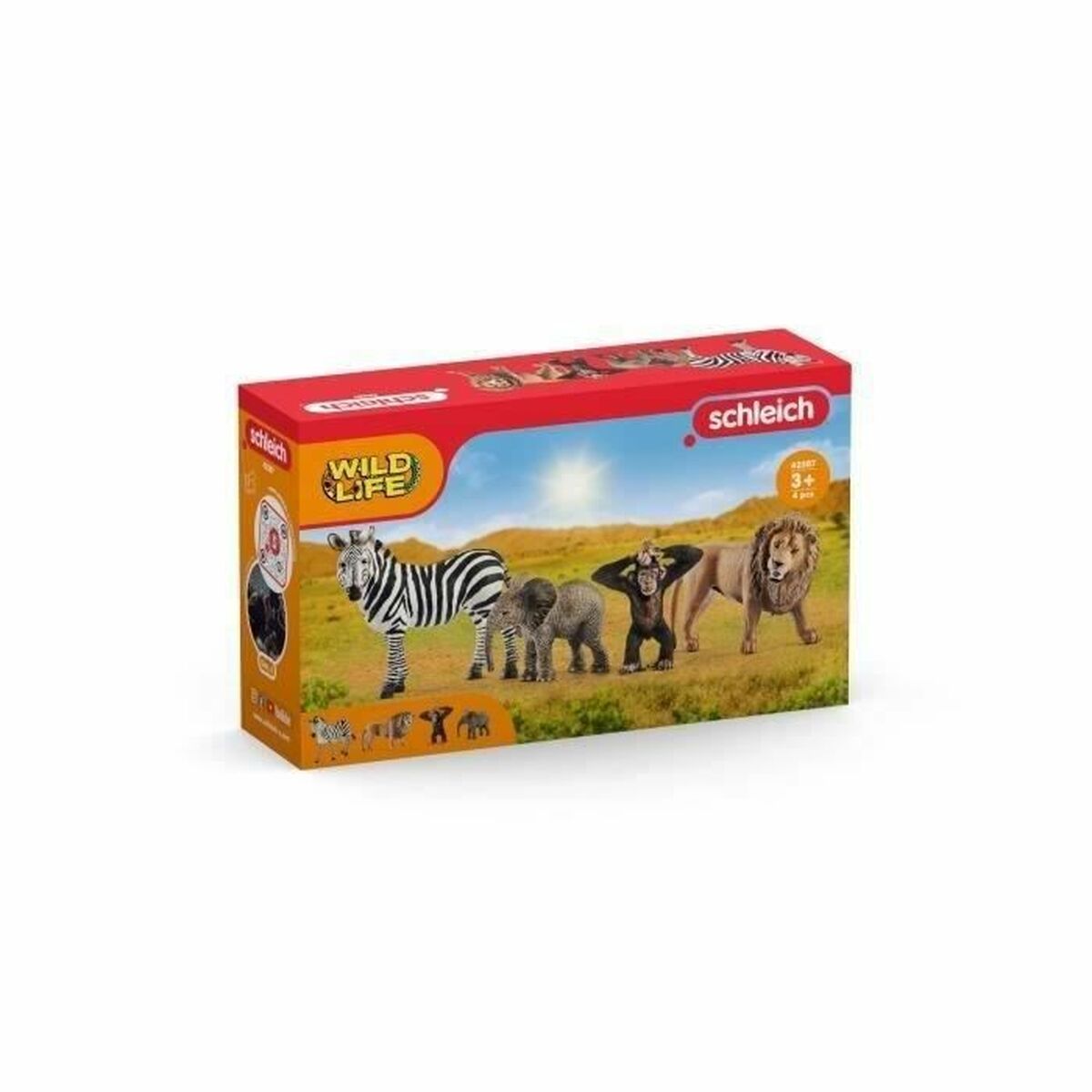 Figurine de animale Schleich 42387 Wild Life: Safari 4 Piese Plastic - Jucarii si jocuri, Păpuși și figurine