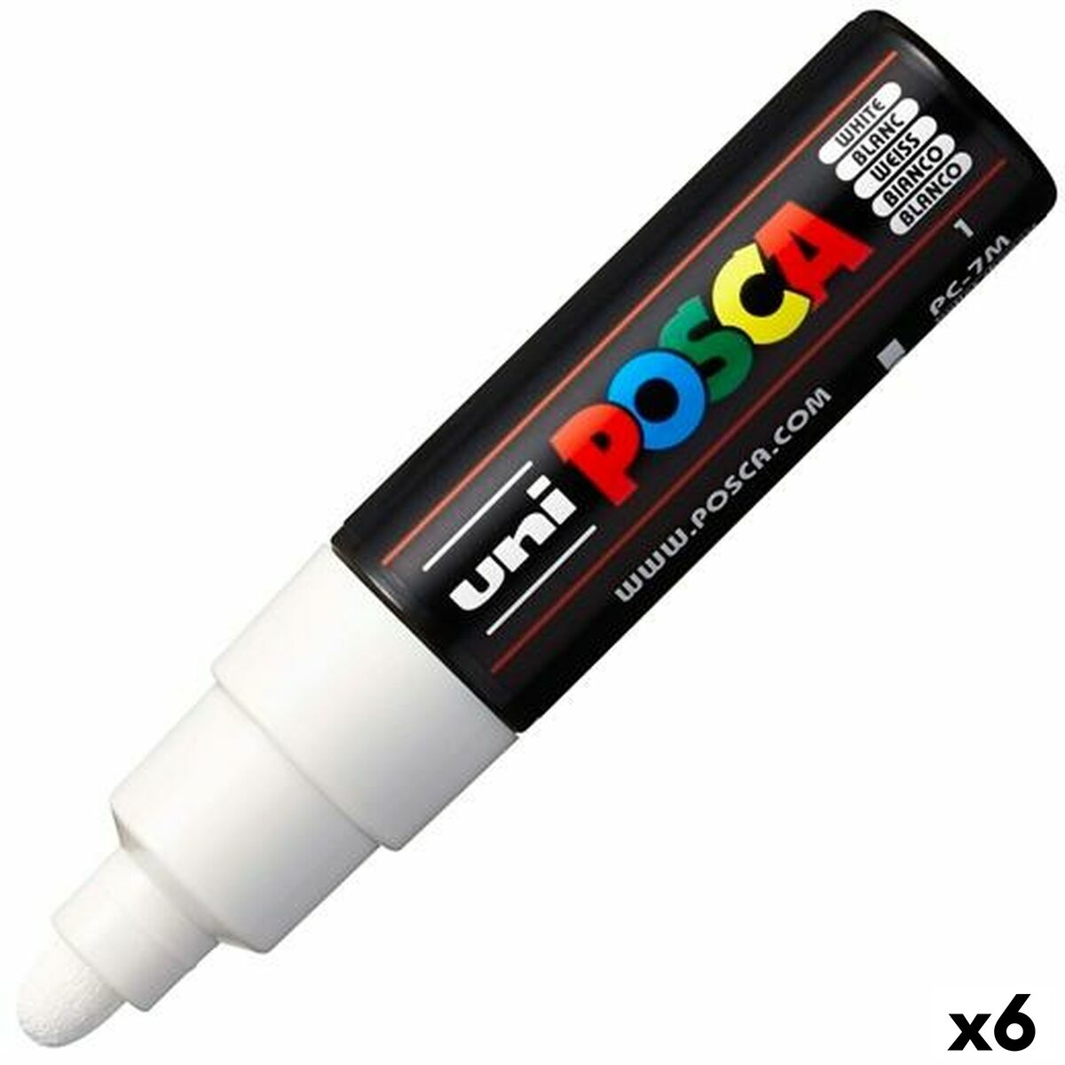 Carioci POSCA PC-7M Alb (6 Unități) - Birou și papetărie, Pixuri, creioane și articole de scris