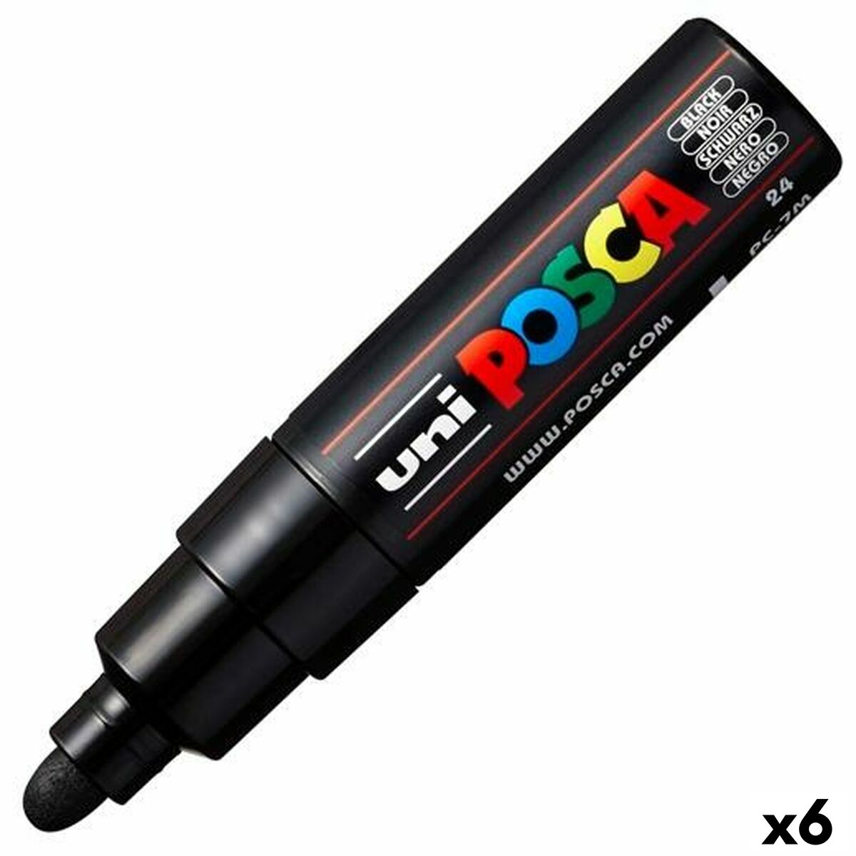 Cariocă POSCA PC-7M Negru (6 Unități) - Birou și papetărie, Pixuri, creioane și articole de scris