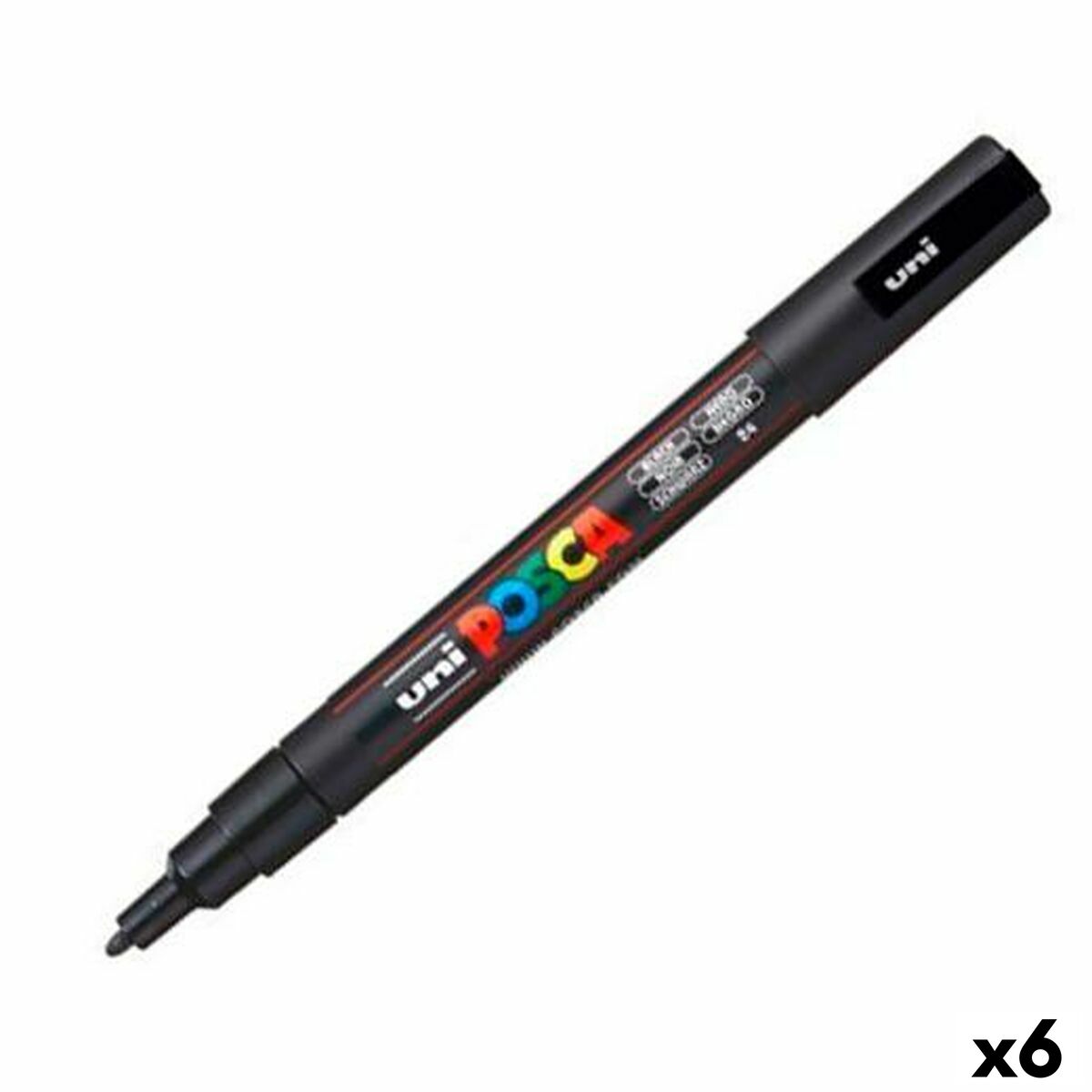 Cariocă POSCA PC-3M Negru (6 Unități) - Birou și papetărie, Pixuri, creioane și articole de scris