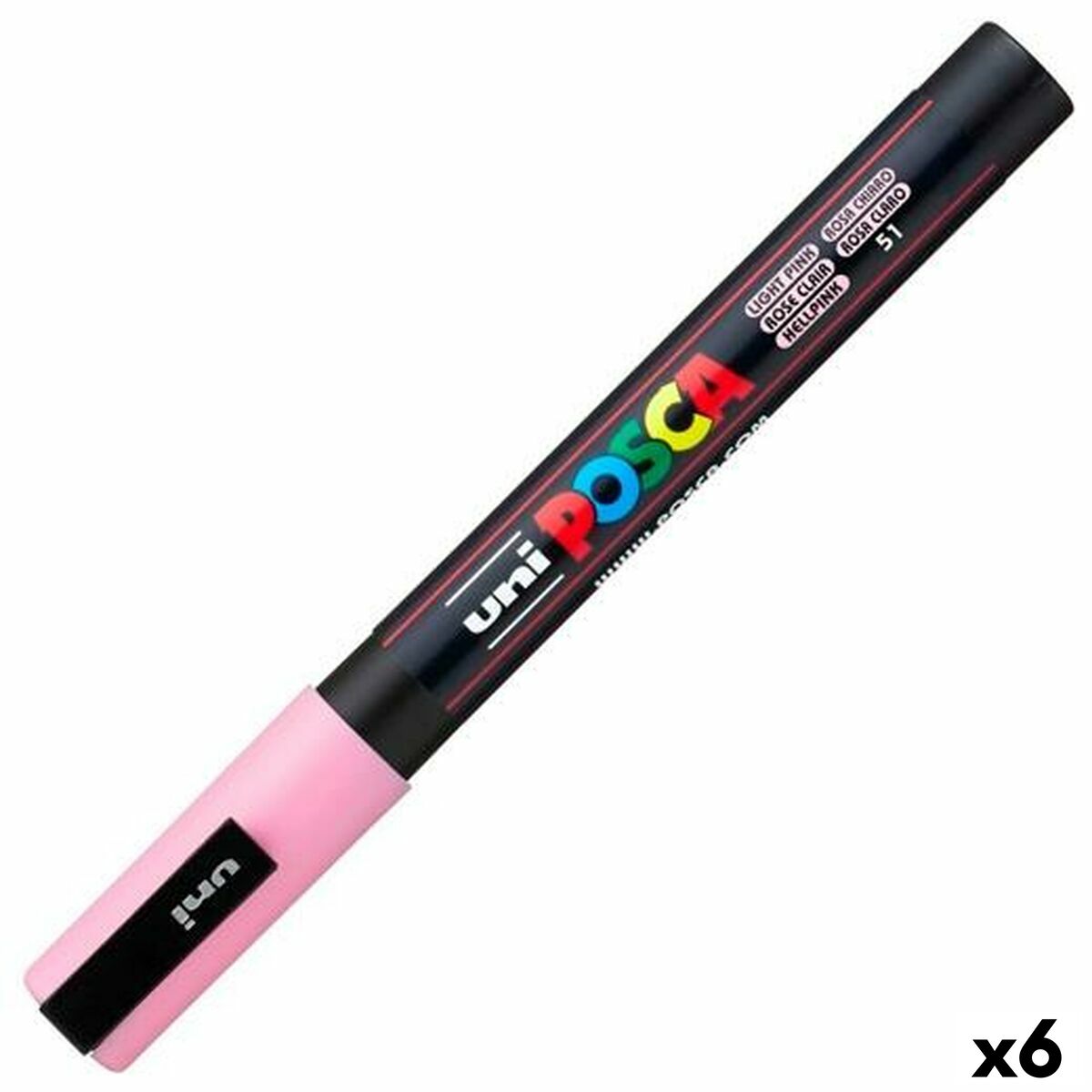 Marcaj de vopsea acrilică POSCA PC-3M Roz deschis 0,9-1,3 mm (6 Unități) - Birou și papetărie, Pixuri, creioane și articole de scris